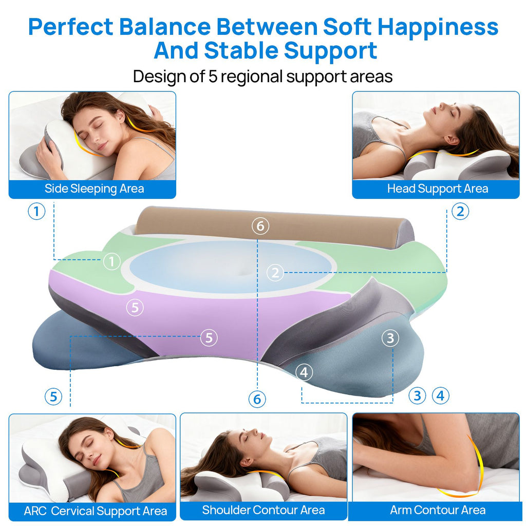 Cervical Neck Pillow, Cooling Ergonomic Memory Foam Pillows