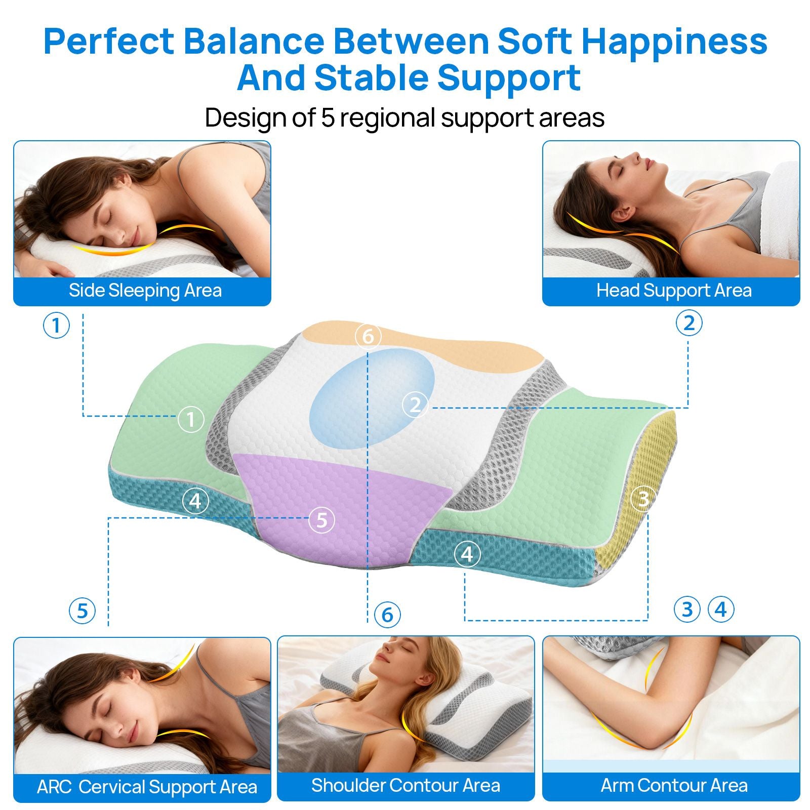Cervical Neck Pillow, Cooling Ergonomic Memory Foam Pillows