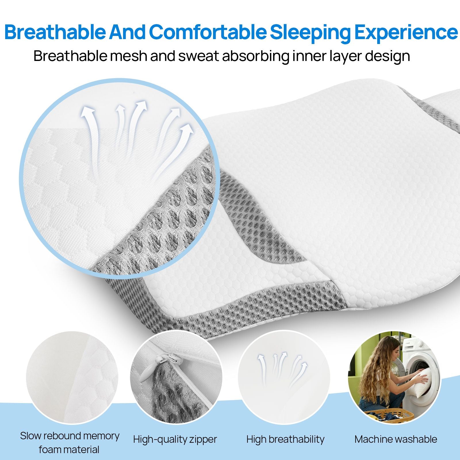 Cervical Neck Pillow, Cooling Ergonomic Memory Foam Pillows