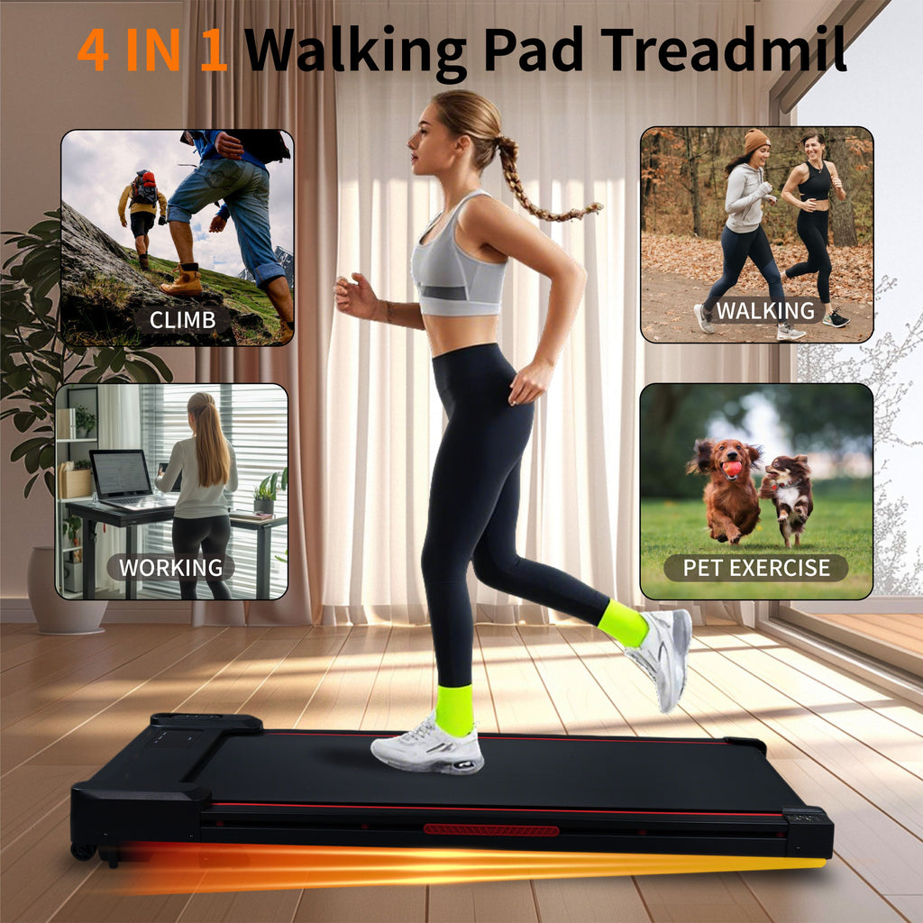 Walking Pad Treadmill with 8° Incline, Remote Control 2.5HP Portable Compact Treadmills for Home Office, Treadmill 220 lb Capacity, LED Display