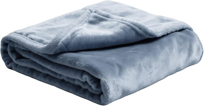 Plush Velvet Fleece Bed Blanket, Lightweight Queen Size Blanket, Soft Fuzzy Cozy Blanket for Couch (Haze Blue, Queen)