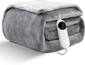 Heated Blanket Electric Throw, 50"×60" Heated Blanket Throw - Flannel Grey Throw Blanket with 2-8H Time Settings for Bed & Office, Washable Housewarming Gift for Adults & Kids & Pets