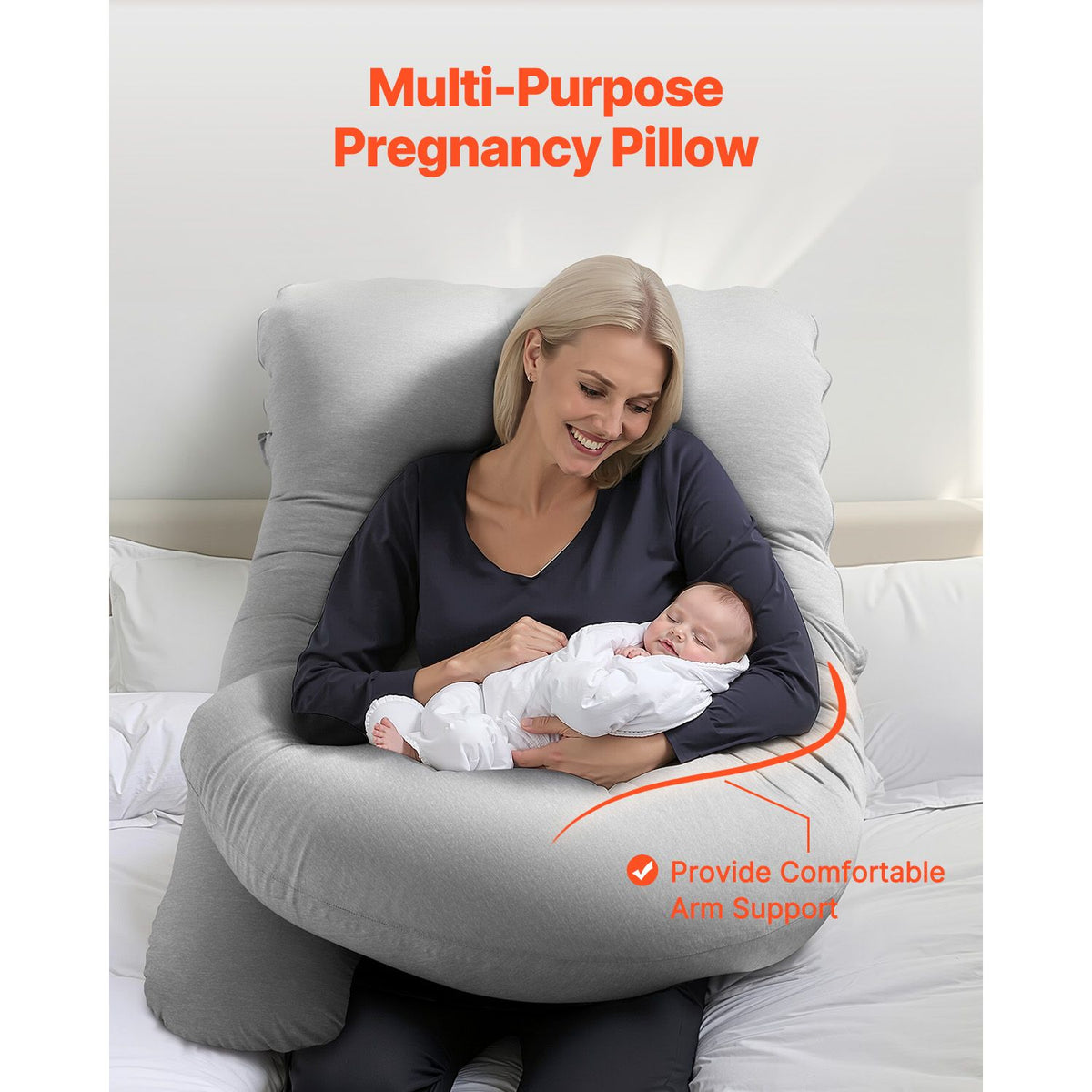 Pregnancy Pillow, G-Shaped Maternity Pillow for Sleeping, Full-Body Support Pillow with Removable & Washable Cover, Soft and Breathable Pregnancy Body Pillows for Back, Belly, Hips, Legs Relief
