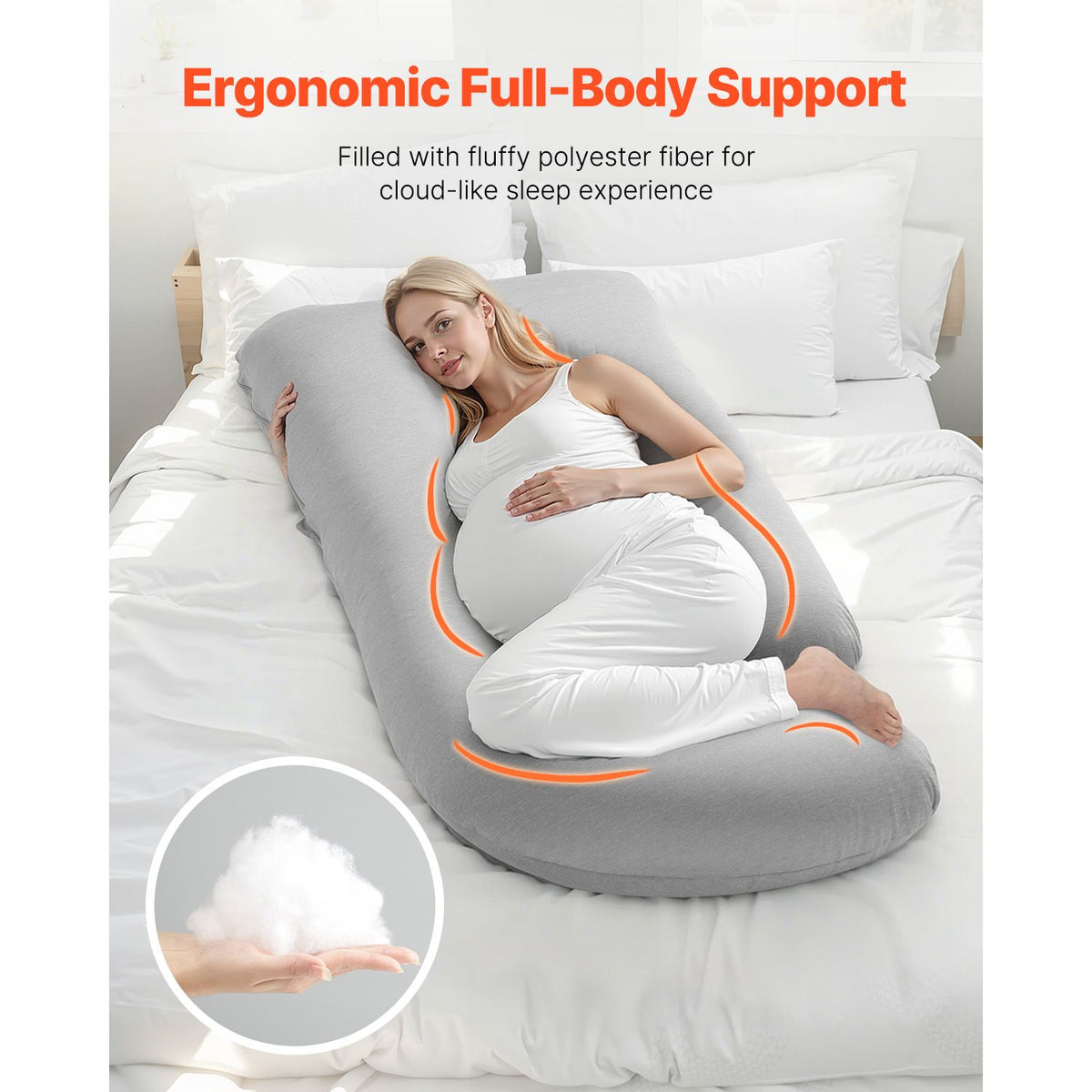 Pregnancy Pillow, G-Shaped Maternity Pillow for Sleeping, Full-Body Support Pillow with Removable & Washable Cover, Soft and Breathable Pregnancy Body Pillows for Back, Belly, Hips, Legs Relief