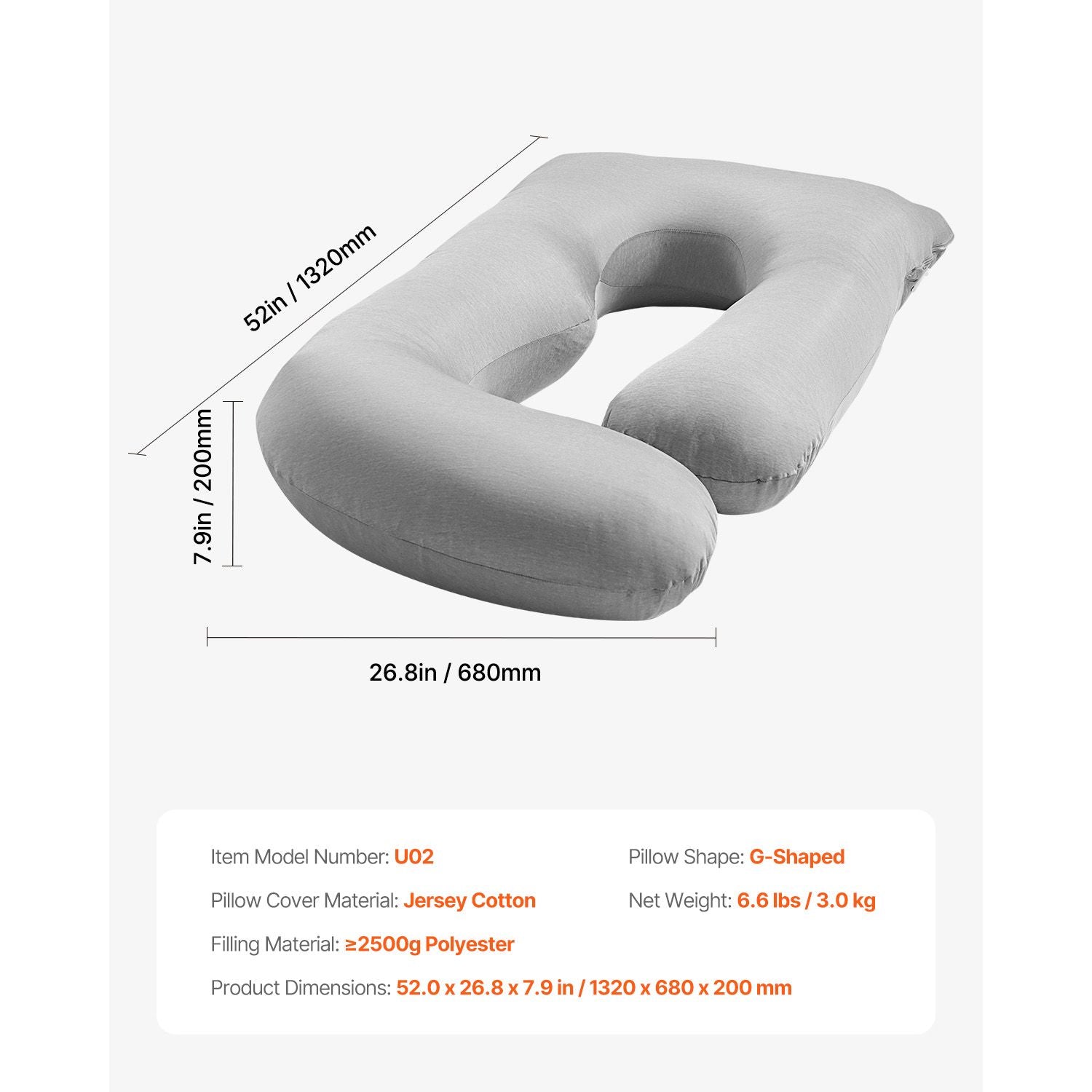Pregnancy Pillow, G-Shaped Maternity Pillow for Sleeping, Full-Body Support Pillow with Removable & Washable Cover, Soft and Breathable Pregnancy Body Pillows for Back, Belly, Hips, Legs Relief