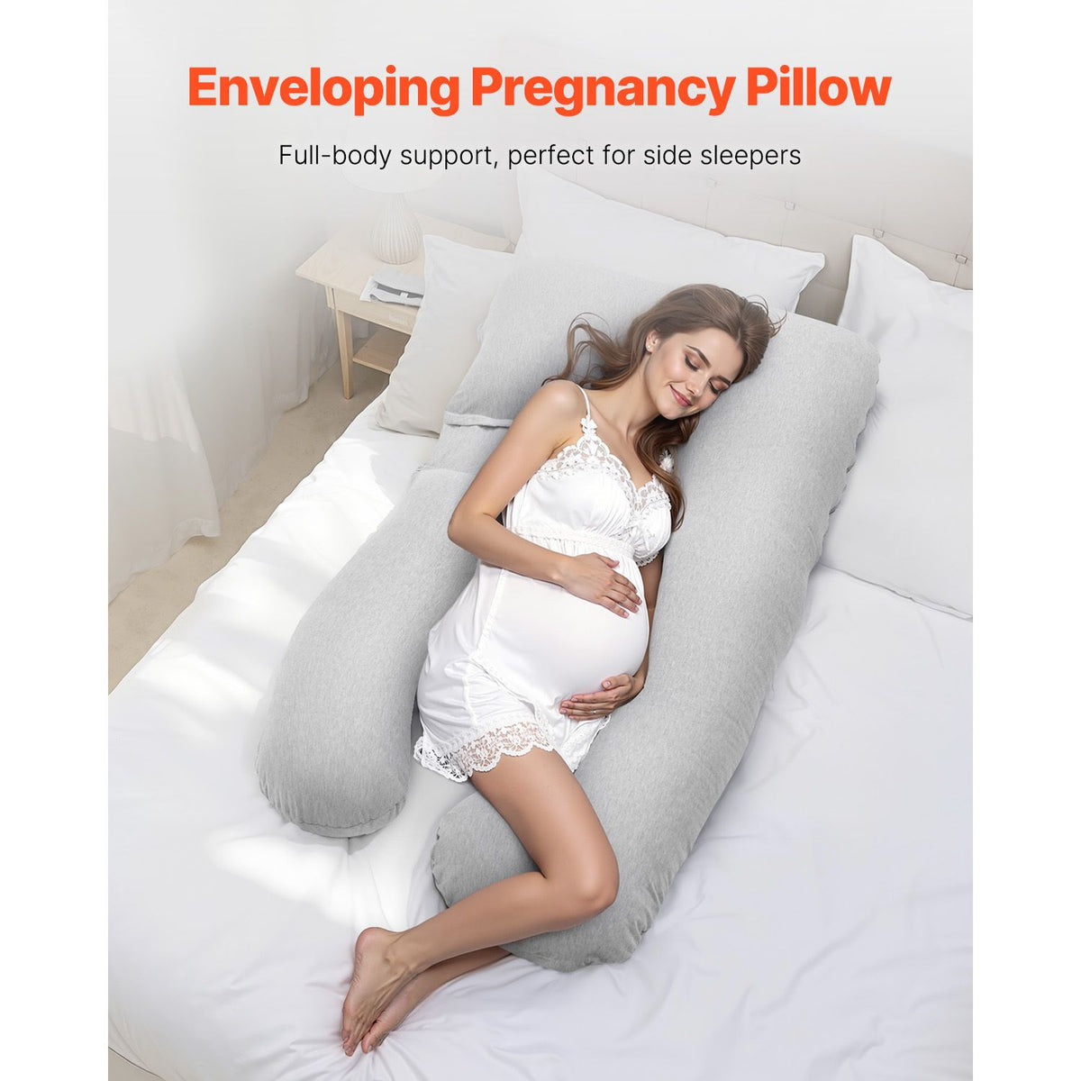 Pregnancy Pillow, U-Shaped Full Body Maternity Pillow for Pregnant Women, Soft and Breathable Pregnant Support Pillows with Removable & Washable Cover, Perfect for Back, Belly, Hip, Legs Relief