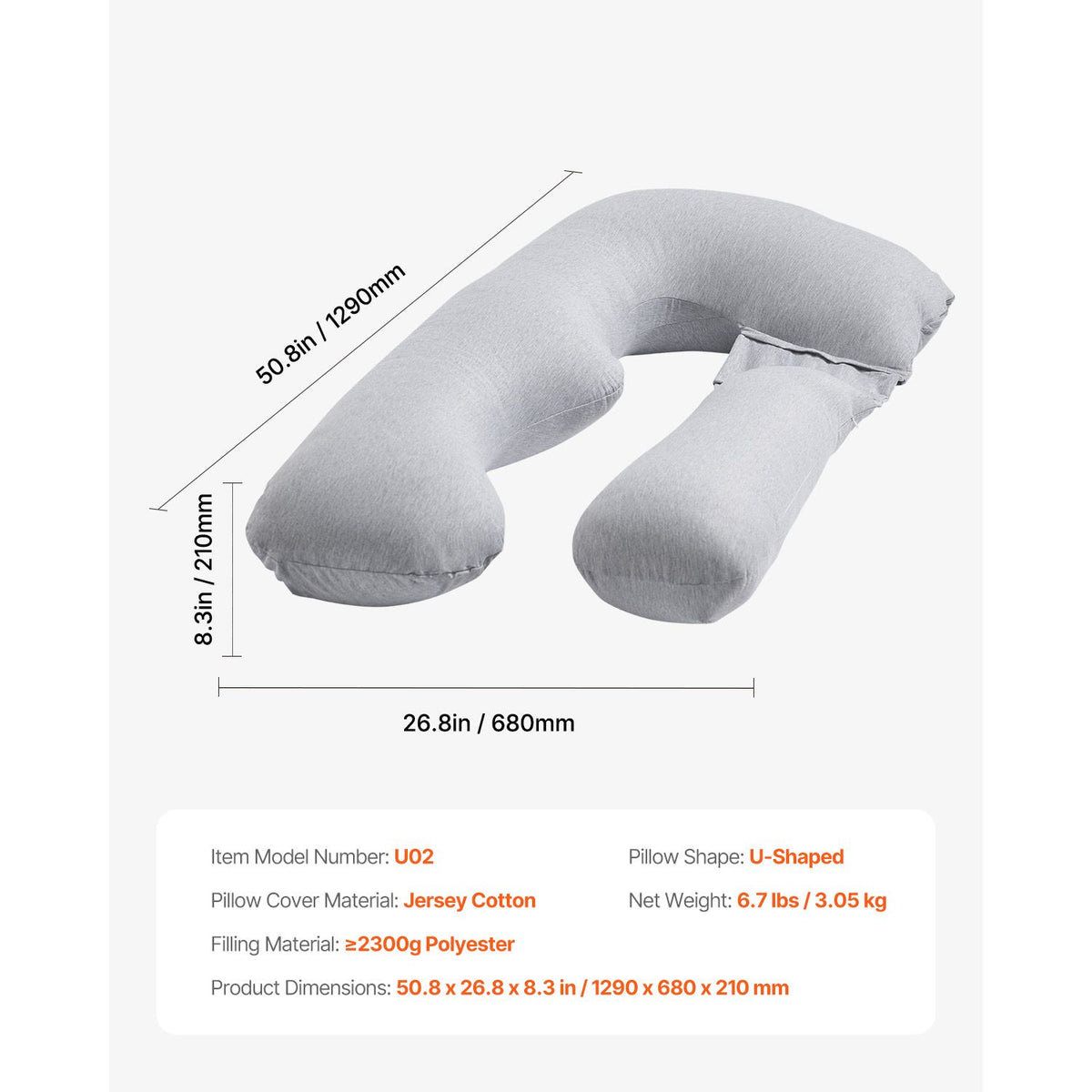Pregnancy Pillow, U-Shaped Full Body Maternity Pillow for Pregnant Women, Soft and Breathable Pregnant Support Pillows with Removable & Washable Cover, Perfect for Back, Belly, Hip, Legs Relief