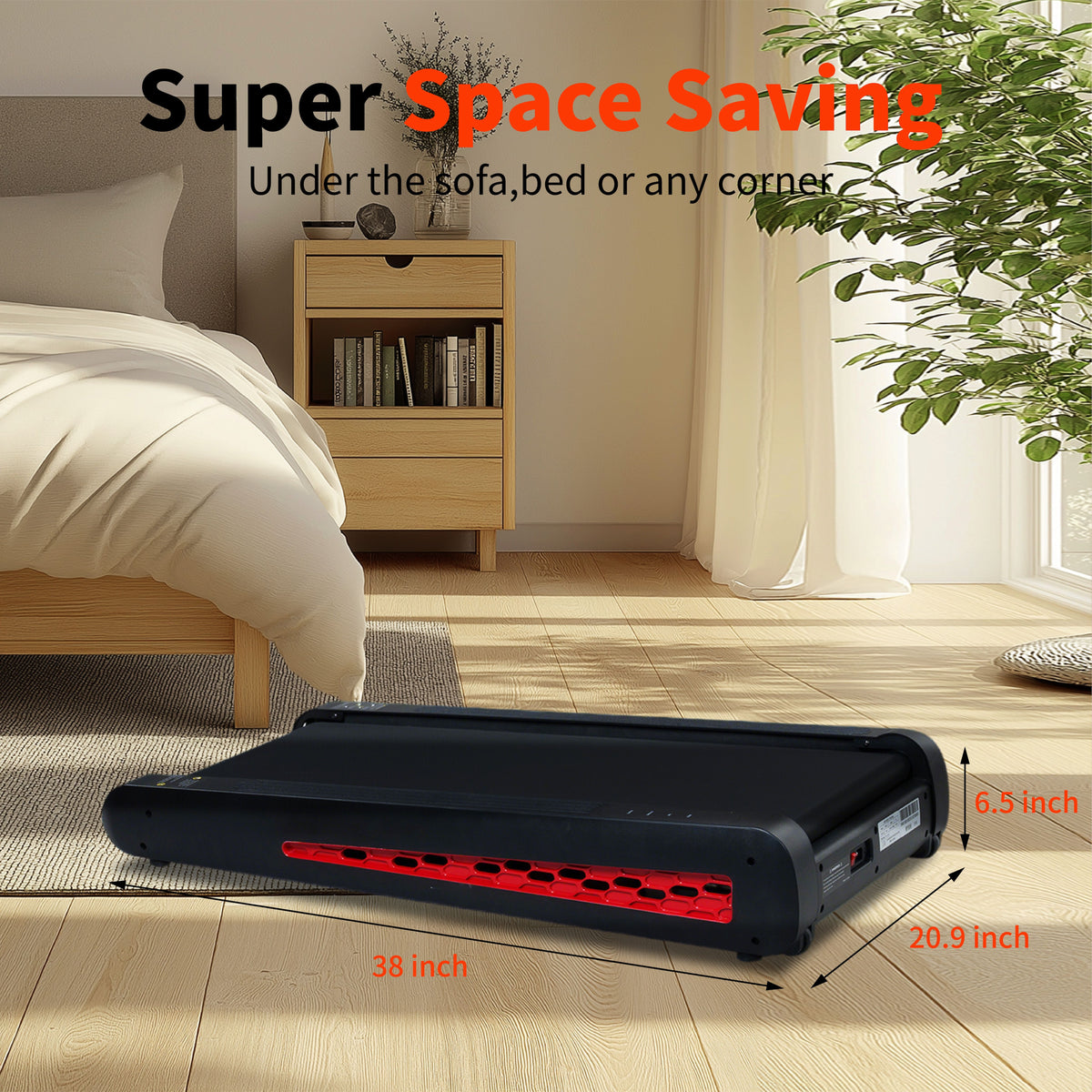 7° Incline Walking Pad Treadmill - Portable Compact Treadmills Under Desk Treadmill, Incline Treadmills for Home Office, Upright Stand, 2.55HP Portable Treadmill with 220 lbs Capacity, LED Display