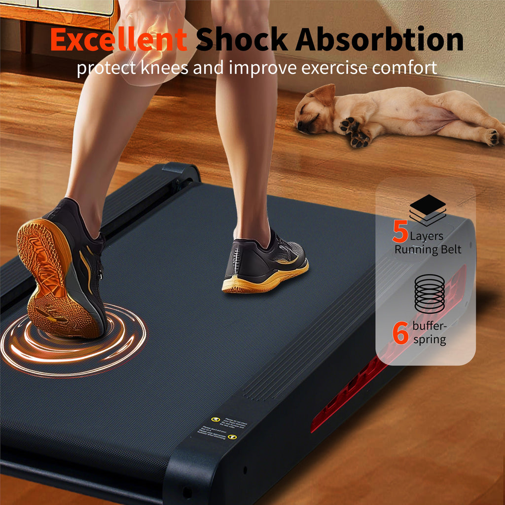 7° Incline Walking Pad Treadmill - Portable Compact Treadmills Under Desk Treadmill, Incline Treadmills for Home Office, Upright Stand, 2.55HP Portable Treadmill with 220 lbs Capacity, LED Display