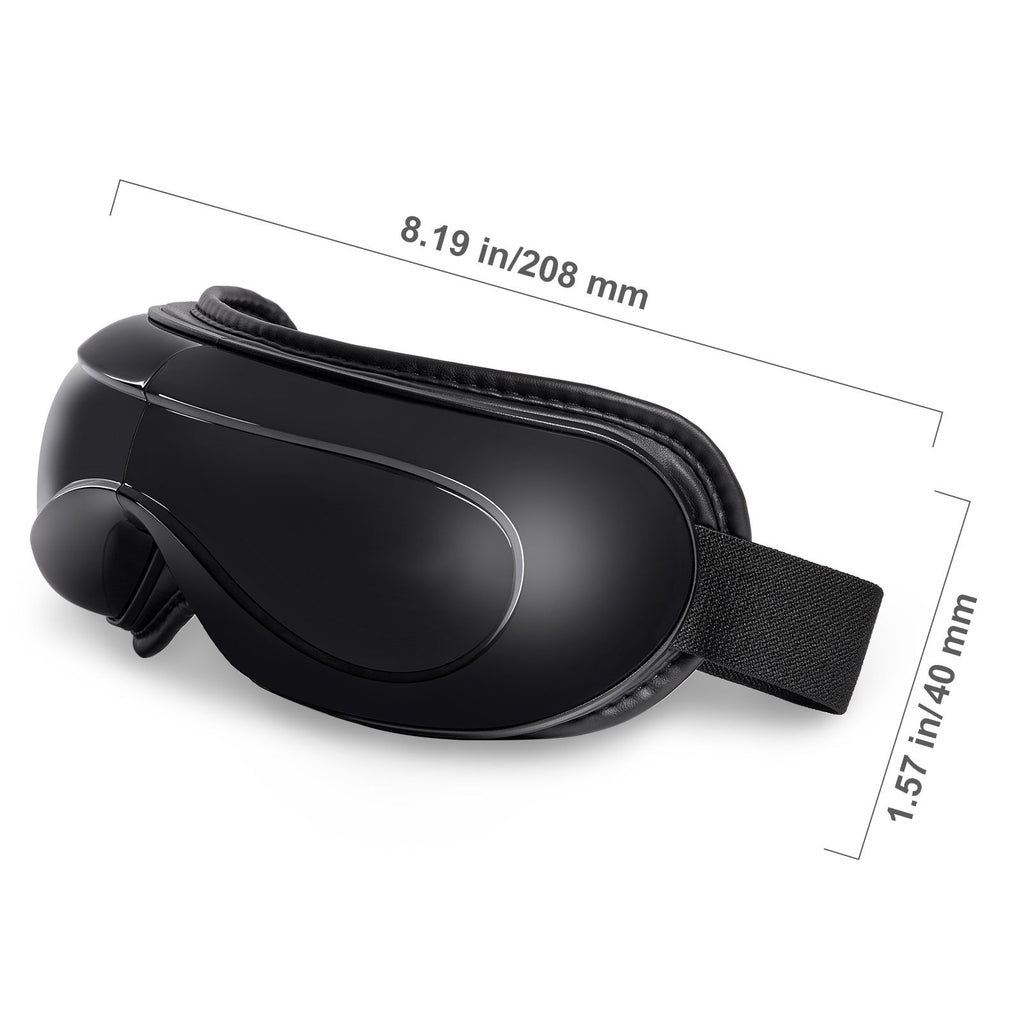 Eye Massager with Heat & Remote, Heated Eye Massage Mask with 5 Modes and Bluetooth Music, 180° Foldable Eye Care Massager for Eye Strain, Dry Eyes, Dark Circles, Ideal Gift for Mom/Dad, Black
