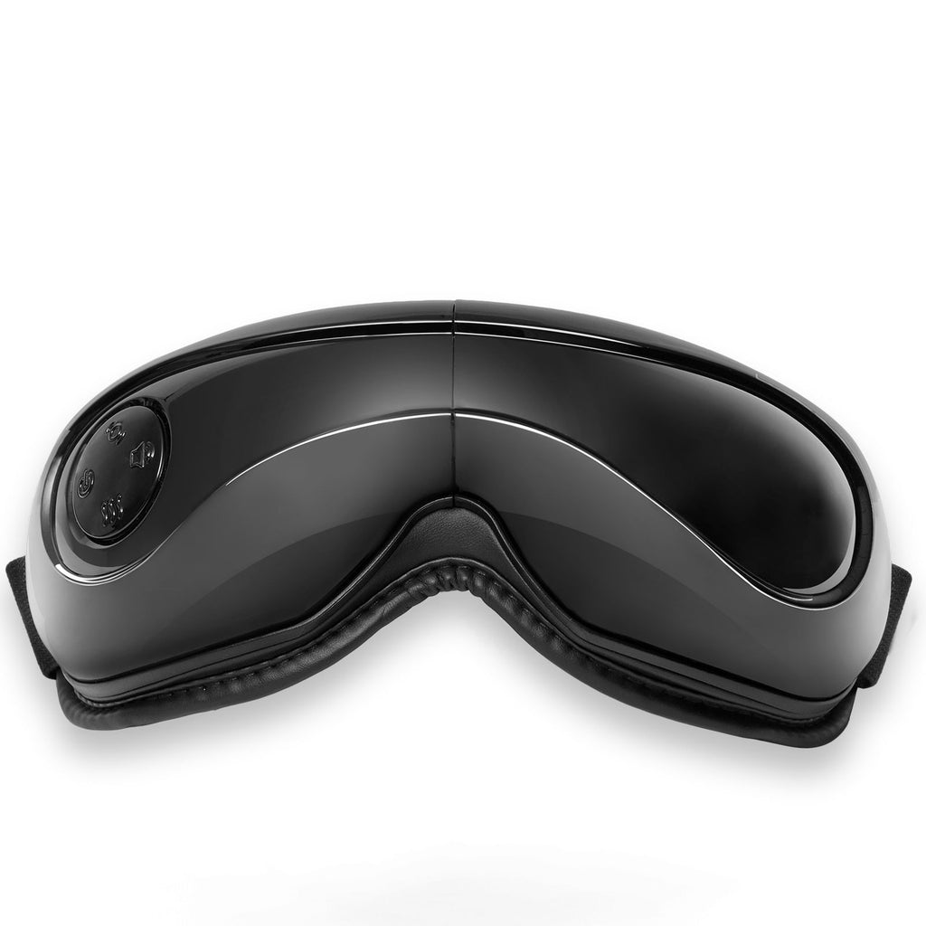 Eye Massager with Heat & Remote, Heated Eye Massage Mask with 5 Modes and Bluetooth Music, 180° Foldable Eye Care Massager for Eye Strain, Dry Eyes, Dark Circles, Ideal Gift for Mom/Dad, Black