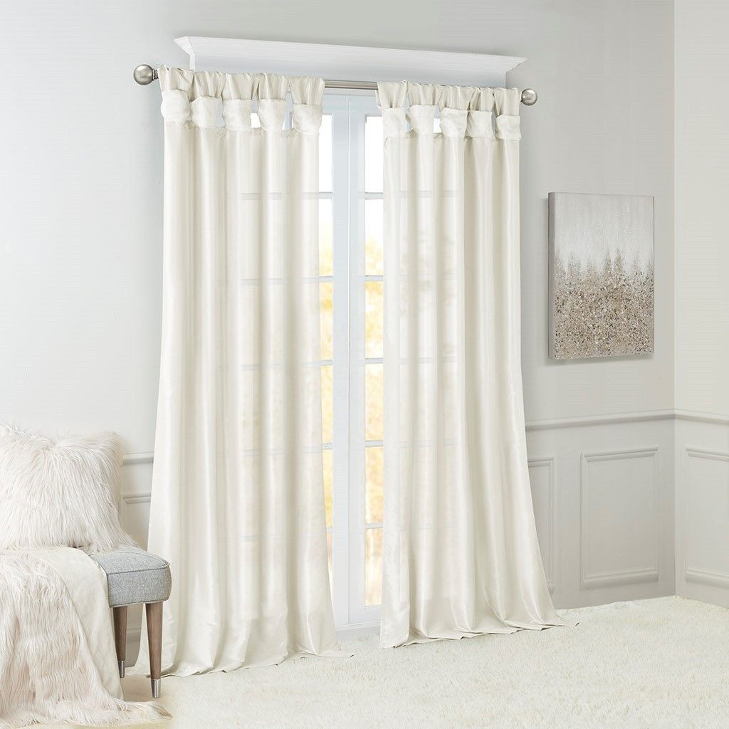 Twist Tab Lined Window Curtain Panel Pair White 2-PK 50x84"