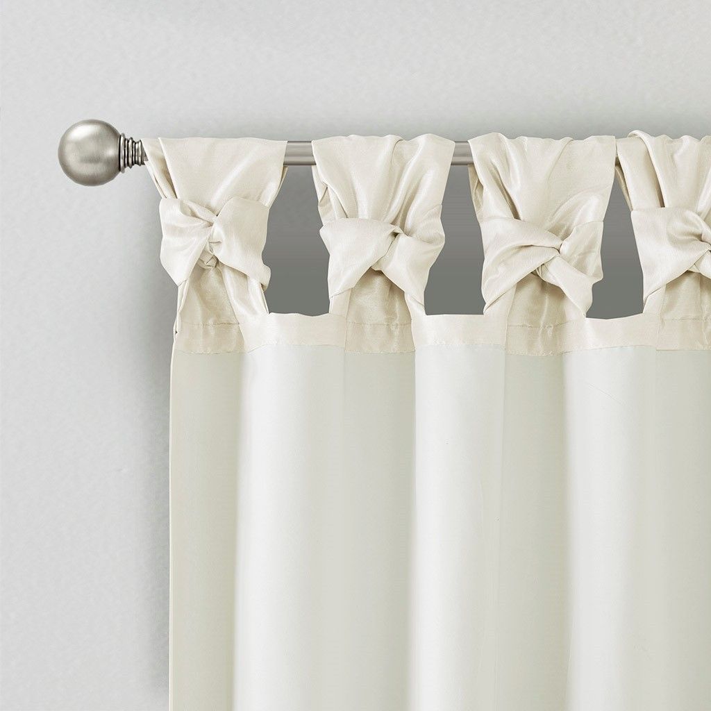 Twist Tab Lined Window Curtain Panel Pair White 2-PK 50x84"
