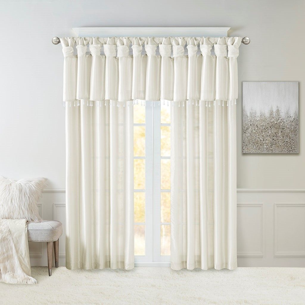 Twist Tab Lined Window Curtain Panel Pair White 2-PK 50x84"
