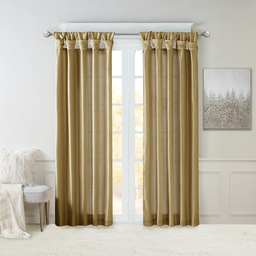 Twist Tab Lined Window Curtain Panel Bronze 50x95"