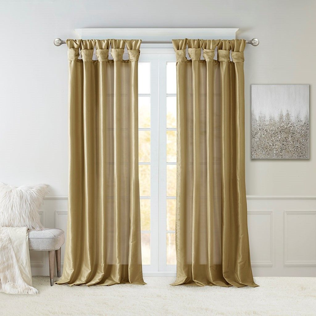 Twist Tab Lined Window Curtain Panel Bronze 50x95"