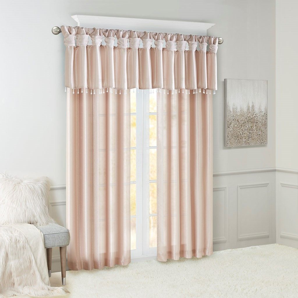 Twist Tab Lined Window Curtain Panel Blush 50x84"