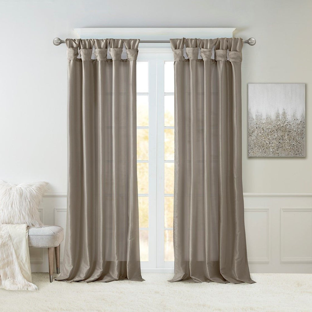Twist Tab Lined Window Curtain Panel Pewter 50x84"