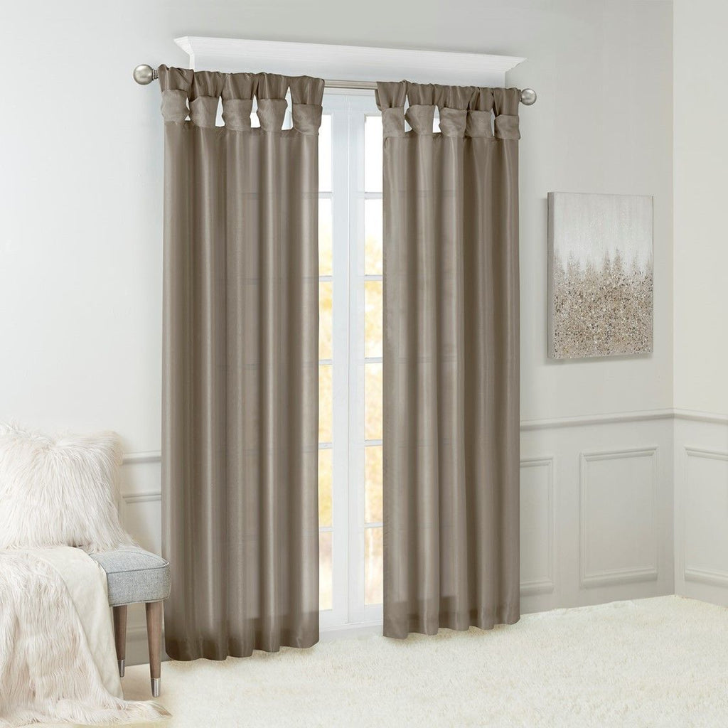 Twist Tab Lined Window Curtain Panel Pewter 50x84"