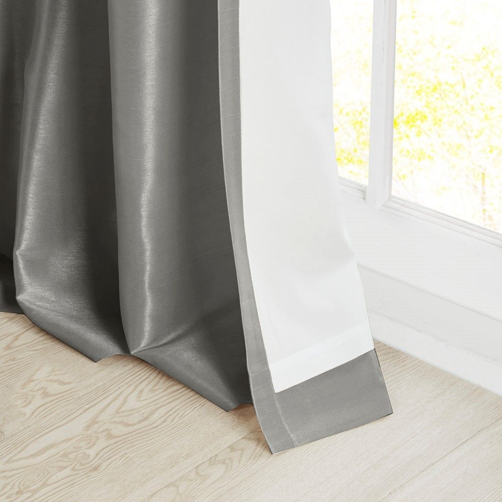 Twist Tab Lined Window Curtain Panel Charcoal 50x95"