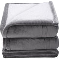 Heated Blanket Electric Throw, 50" x 60" Twin Size, Soft Flannel & Sherpa Heating Blanket with 3 Hours Timer Auto-off, 5 Heating Levels for Sofa, Machine Washable, ETL & FCC Certification (Grey)
