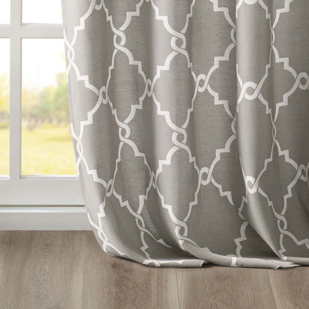 Fretwork Print Grommet Top Window Curtain Panel(Only 1 Pc Panel)