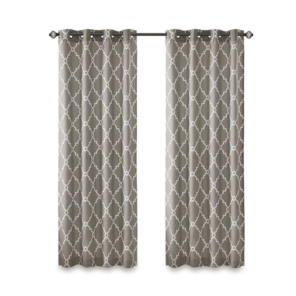 Fretwork Print Grommet Top Window Curtain Panel(Only 1 Pc Panel)