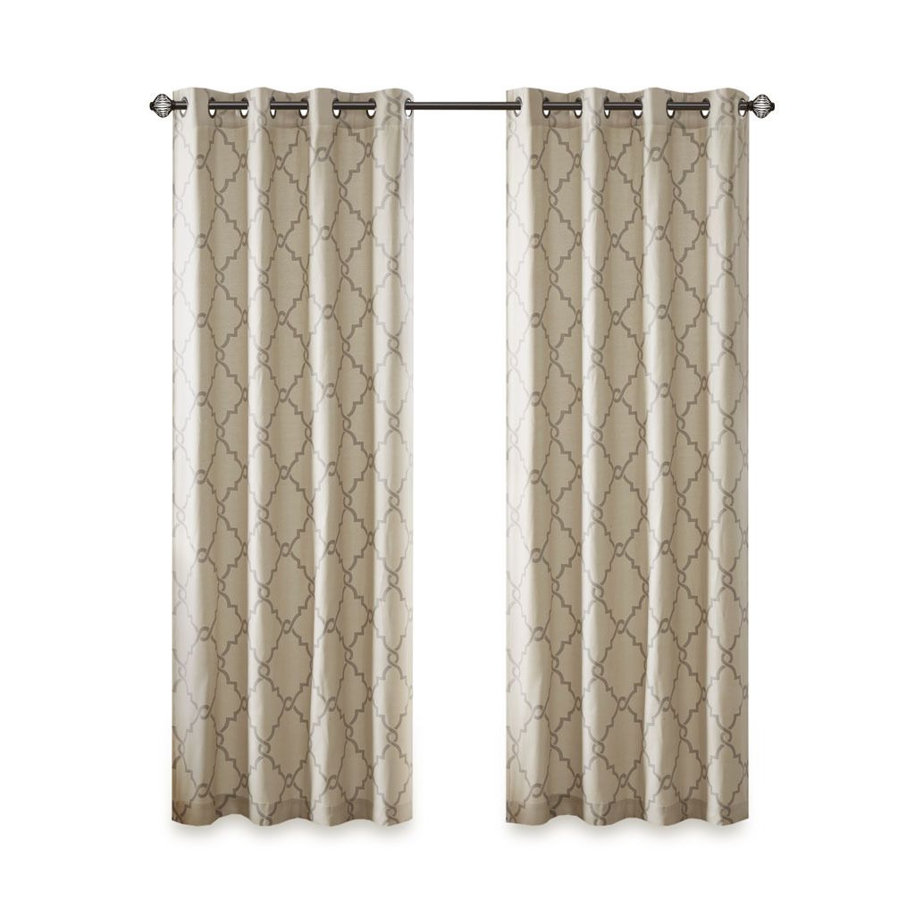 Fretwork Print Grommet Top Window Curtain Panel(Only 1 Pc Panel)