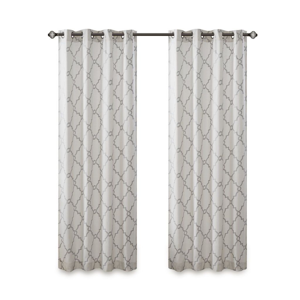 Fretwork Print Grommet Top Window Curtain Panel(Only 1 Pc Panel)