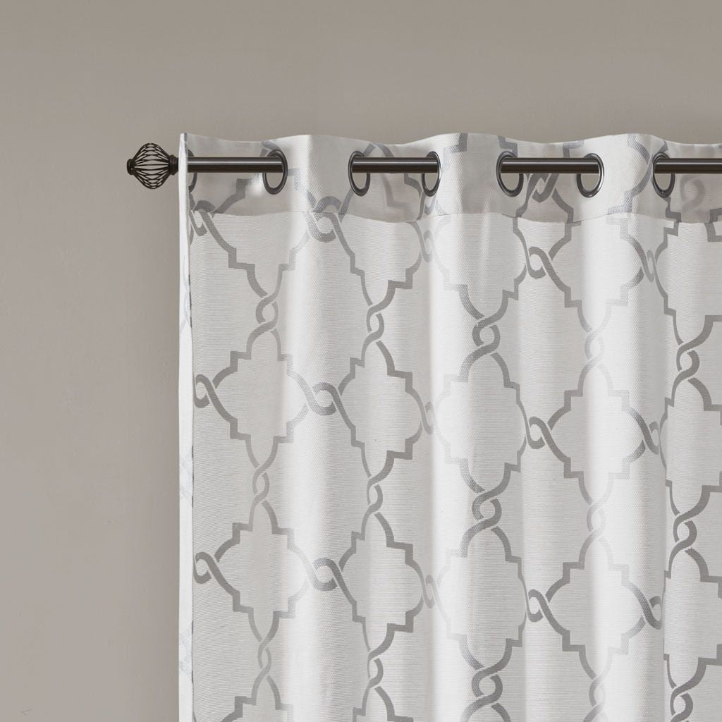 Fretwork Print Grommet Top Window Curtain Panel(Only 1 Pc Panel)