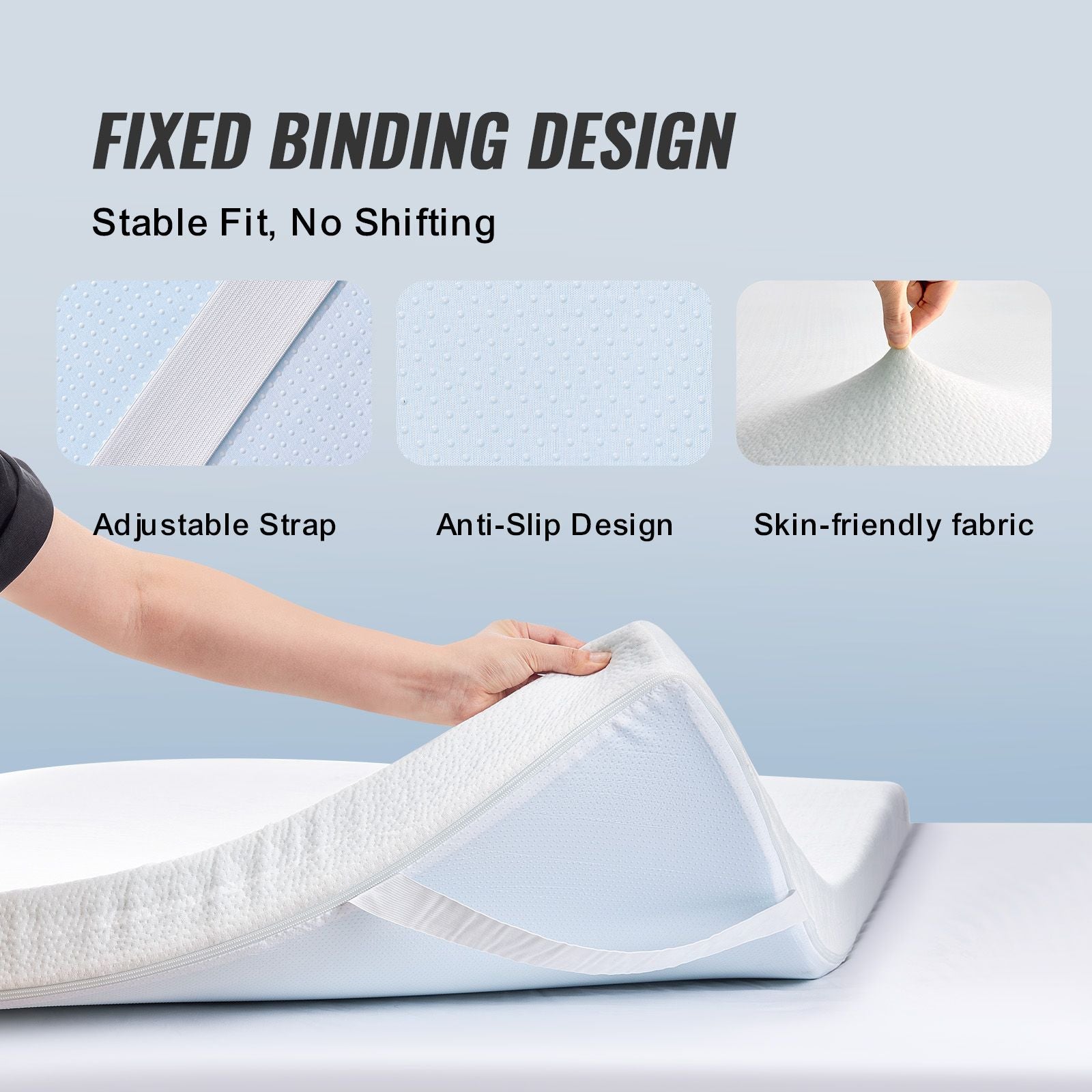 Mattress Topper, Queen Size, 3 in Thickness, Soft Memory Foam Mattress Pad, Premium Cooling Gel Infusion, Detachable and Washable, Compressed Package for Quick Setup, Comfy Support for Any Bed