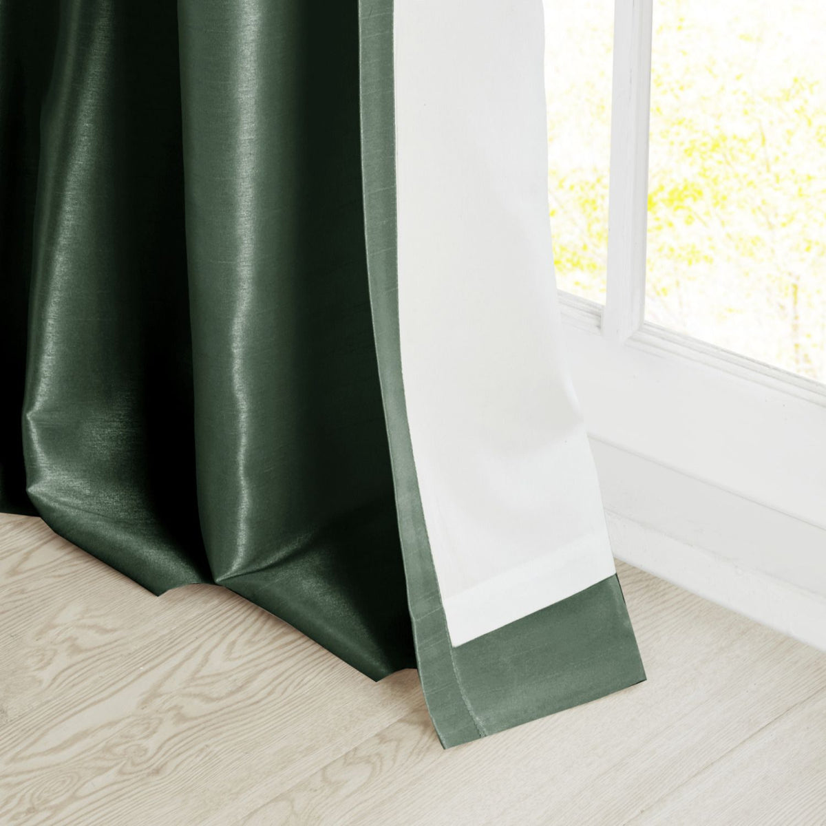 Twist Tab Lined Window Curtain Panel Green 50x84"