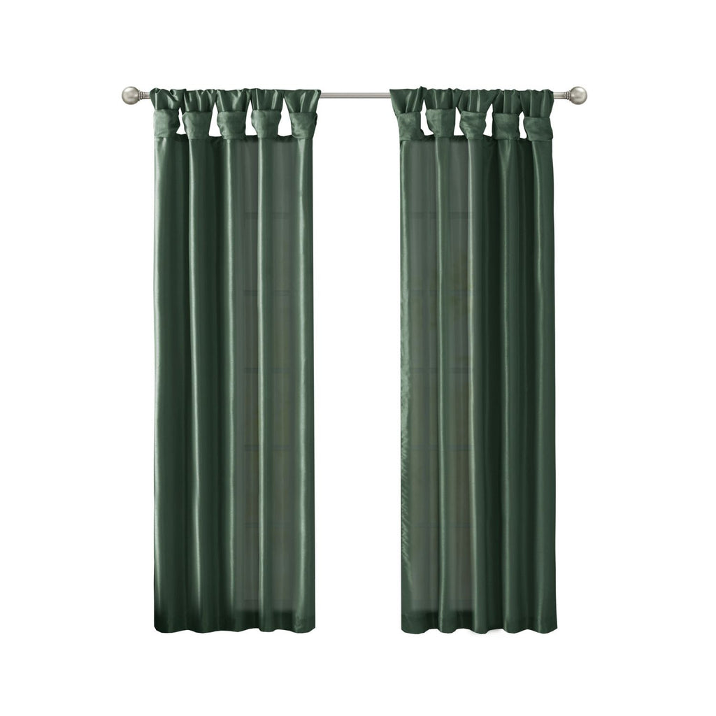 Twist Tab Lined Window Curtain Panel Green 50x84"