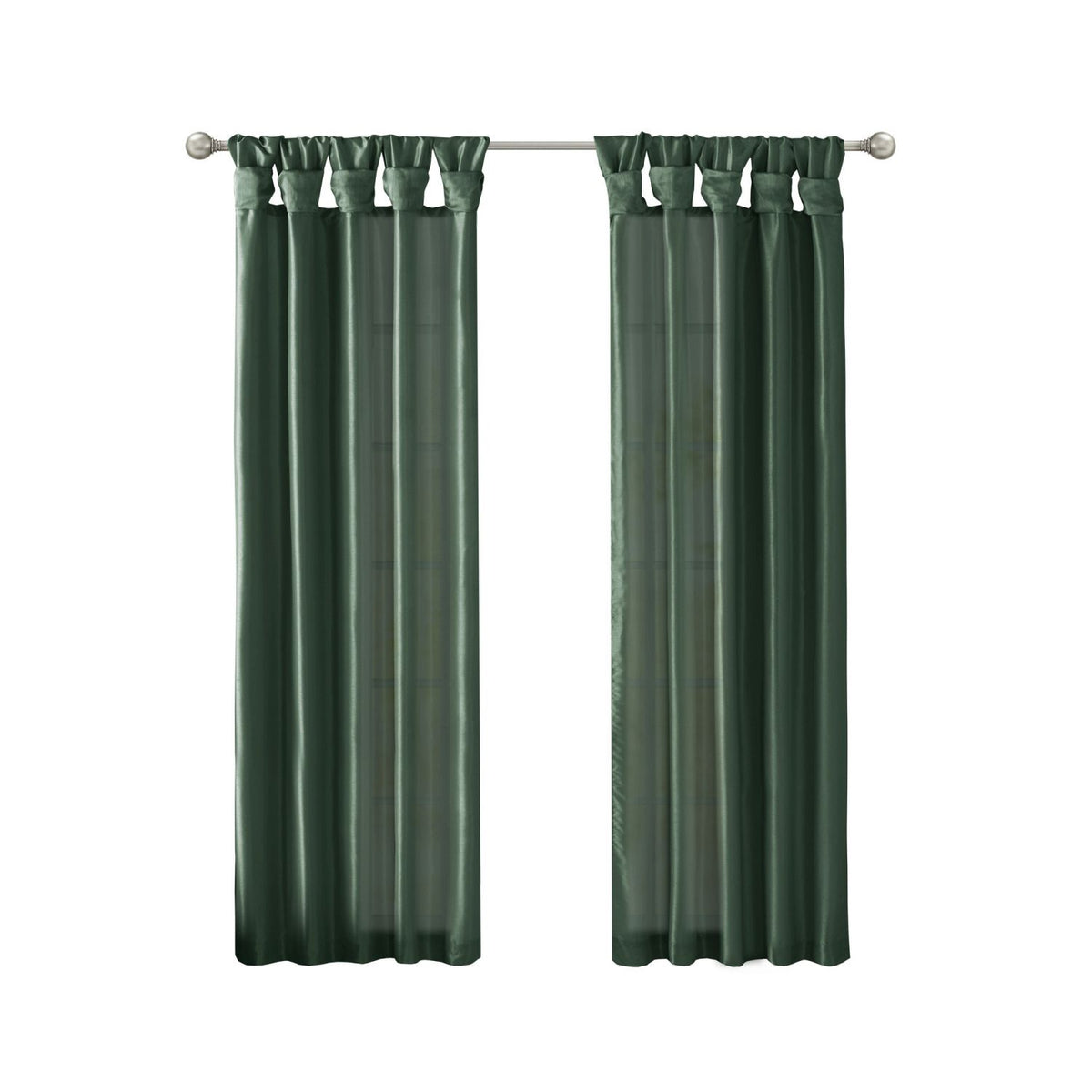 Twist Tab Lined Window Curtain Panel Green 50x84"