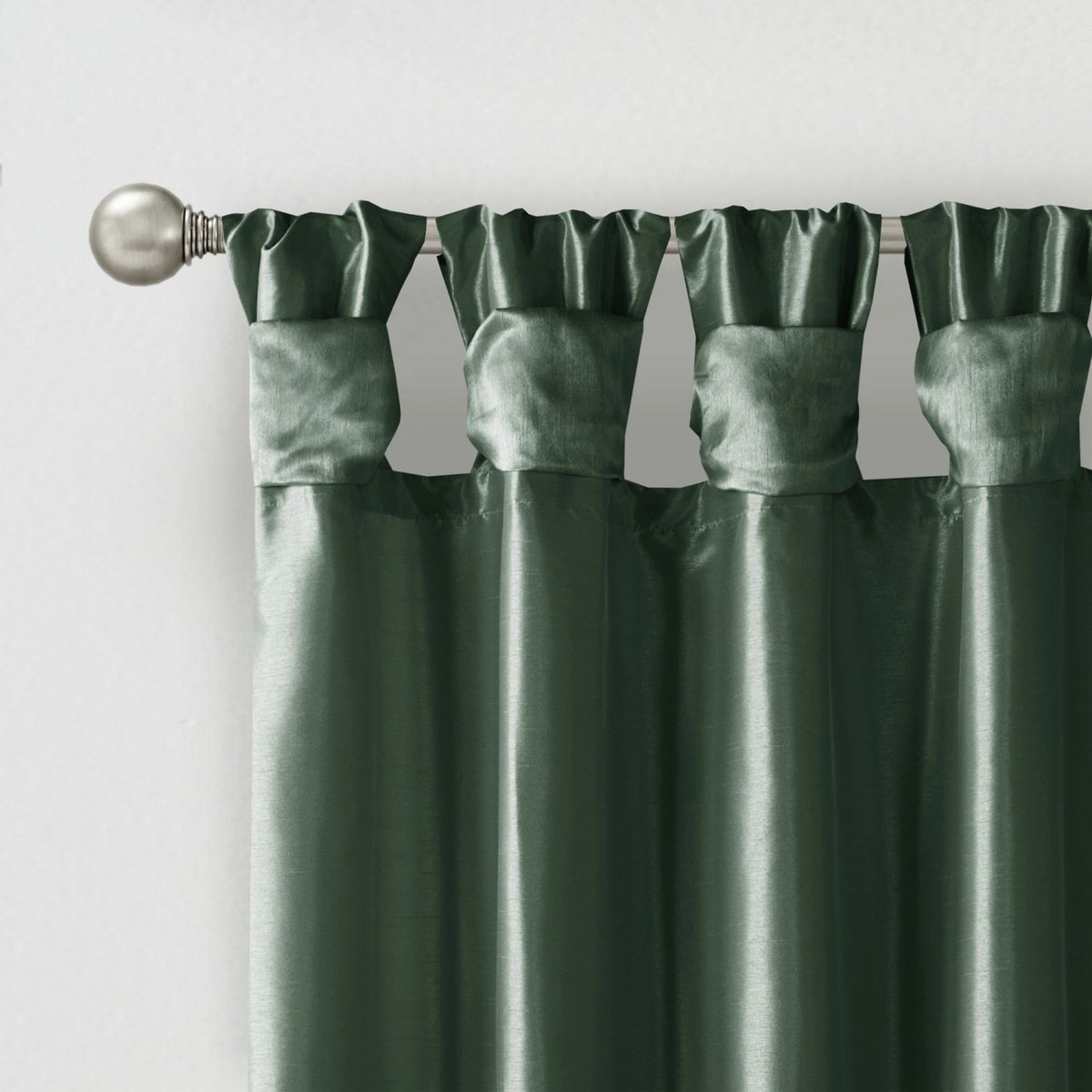 Twist Tab Lined Window Curtain Panel Green 50x84"