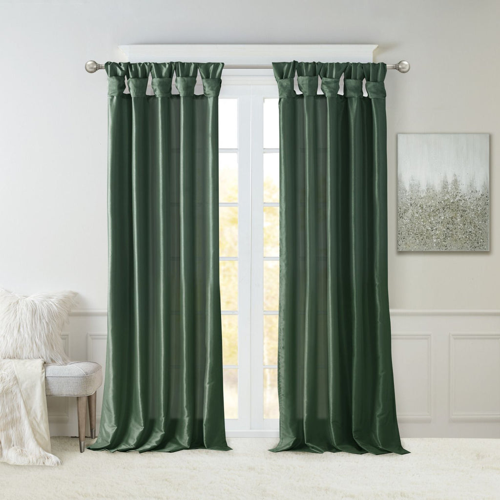 Twist Tab Lined Window Curtain Panel Green 50x84"