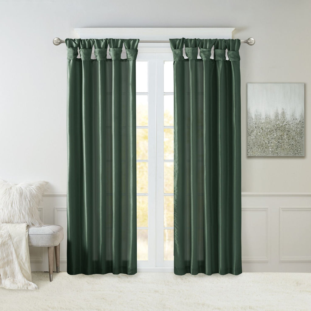 Twist Tab Lined Window Curtain Panel Green 50x84"