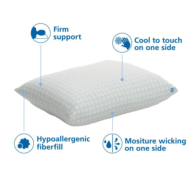 Cooling Bed Pillow, Standard/Queen - Firm, Dual-Sided Cool or Comfy Pillow Cover (2 Count)