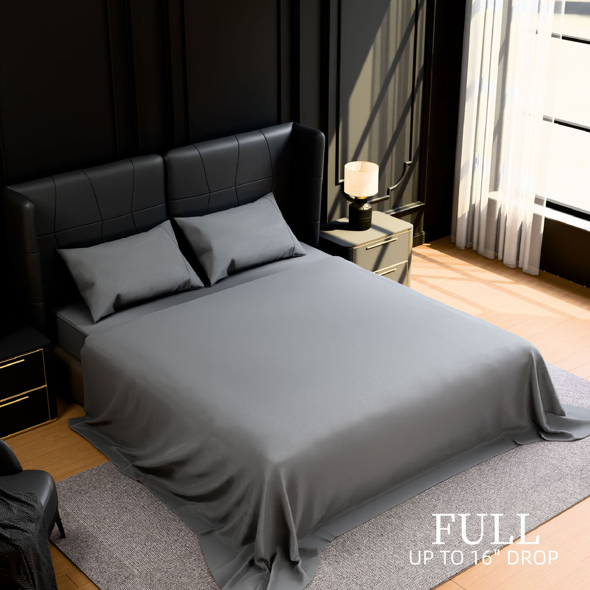 Bedding Full Bed Sheets Set - 4 Piece Bedding - Brushed Microfiber - Shrinkage and Fade Resistant - Easy Care (Full, Grey)