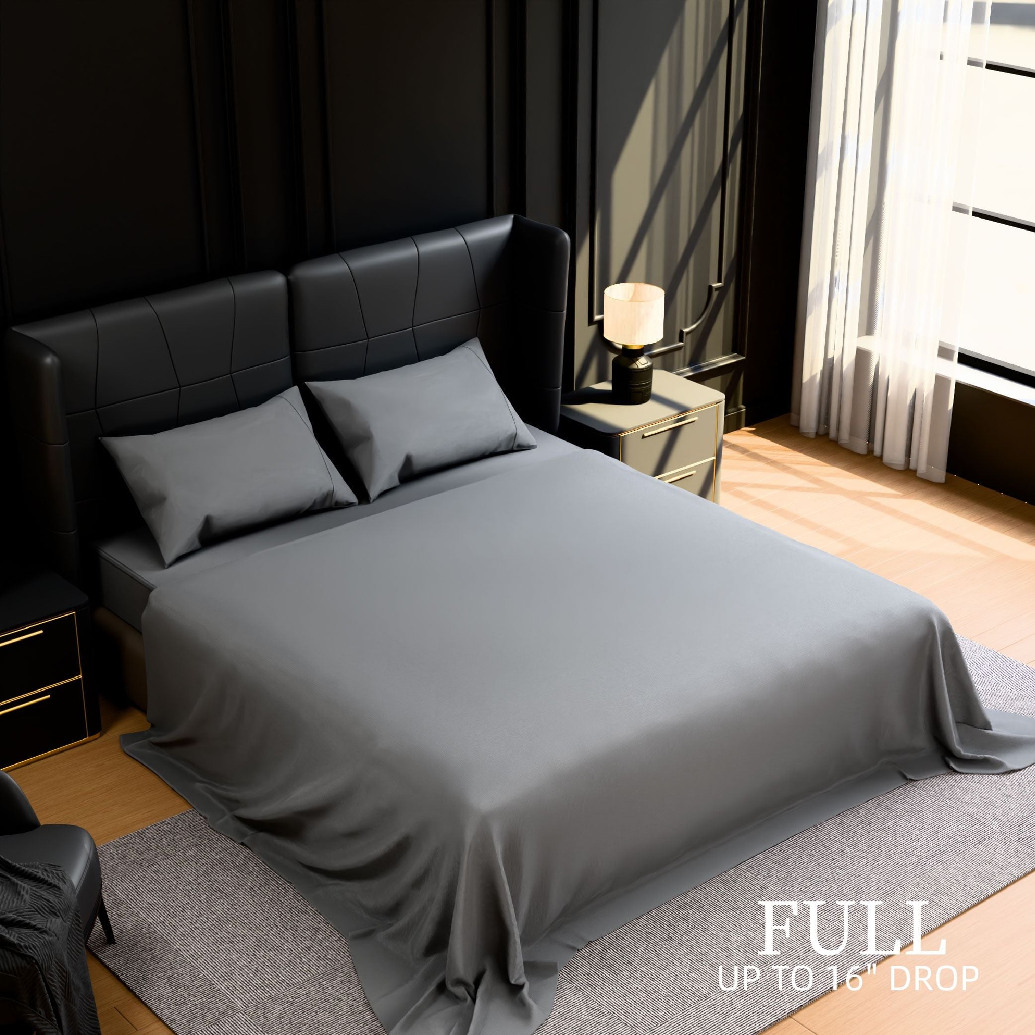 Bedding Full Bed Sheets Set - 4 Piece Bedding - Brushed Microfiber - Shrinkage and Fade Resistant - Easy Care (Full, Grey)