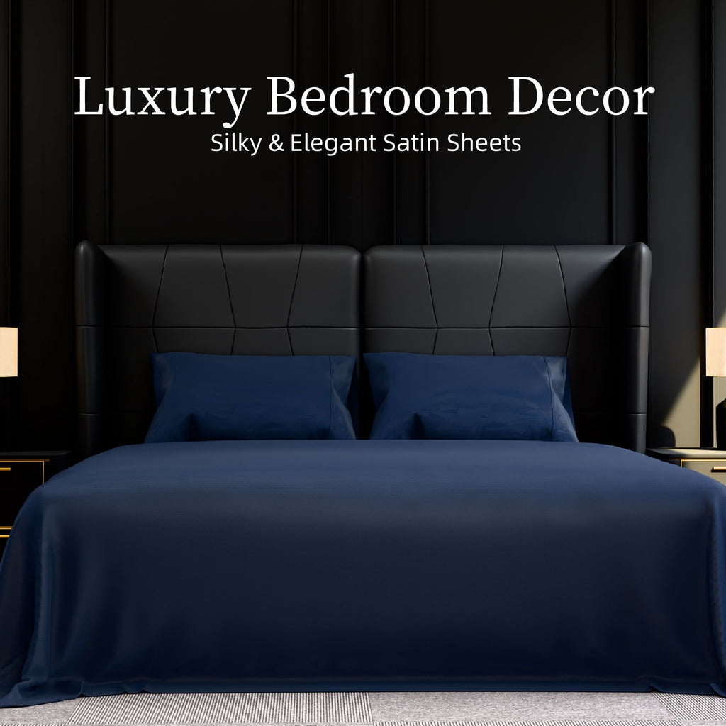 Bedding King Bed Sheets Set - 4 Piece Bedding - Brushed Microfiber - Shrinkage and Fade Resistant - Easy Care (King, Navy Blue)