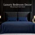 Bedding King Bed Sheets Set - 4 Piece Bedding - Brushed Microfiber - Shrinkage and Fade Resistant - Easy Care (King, Navy Blue)