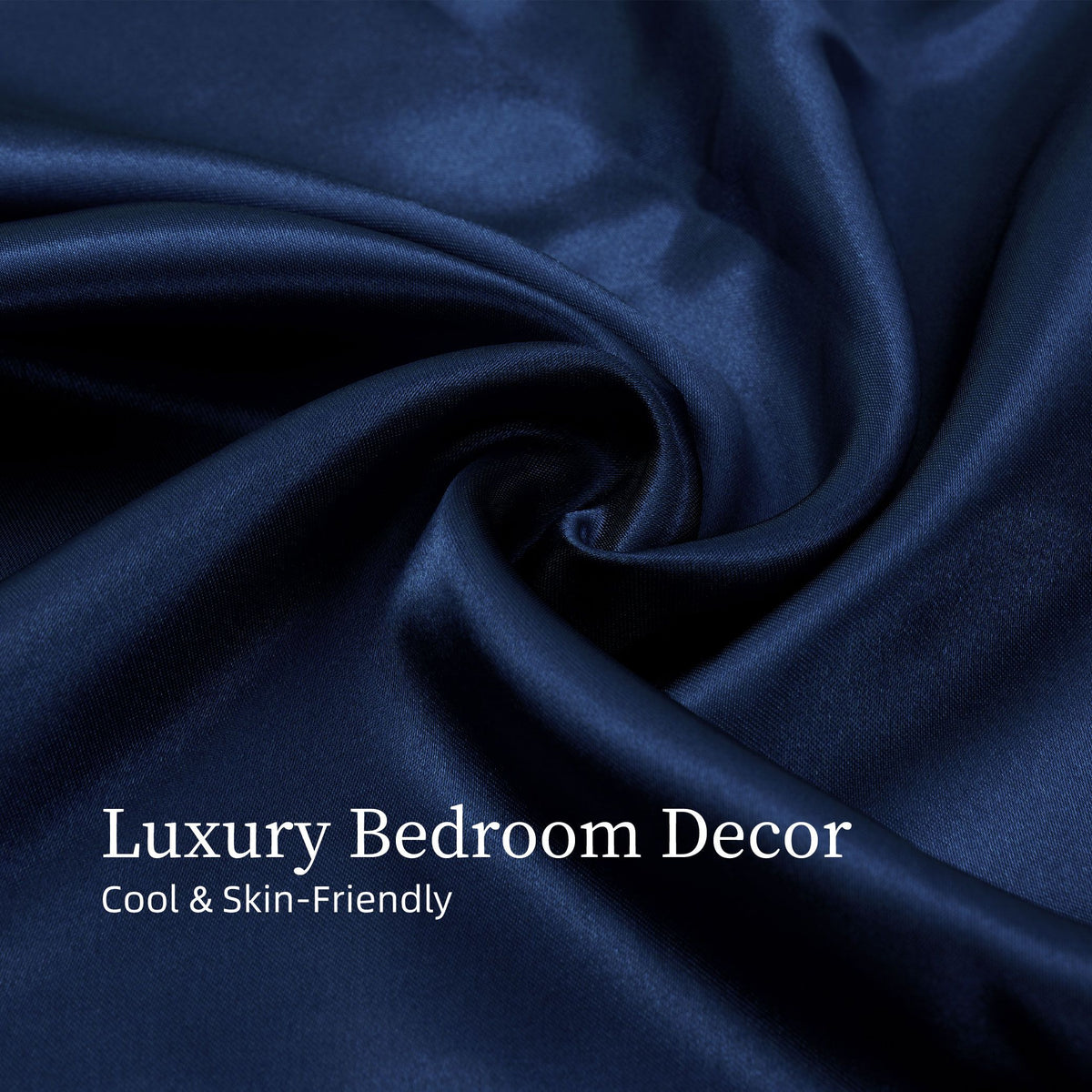Satin Bed Sheets, Full Size Sheets Set, 4 Pcs Silky Bedding Set with 15 Inches Deep Pocket for Mattress (Full, Navy Blue)