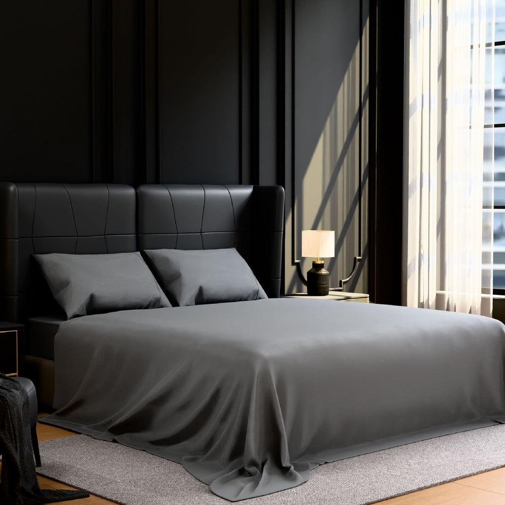 Bedding King Bed Sheets Set - 4 Piece Bedding - Brushed Microfiber - Shrinkage and Fade Resistant - Easy Care (King, Grey)