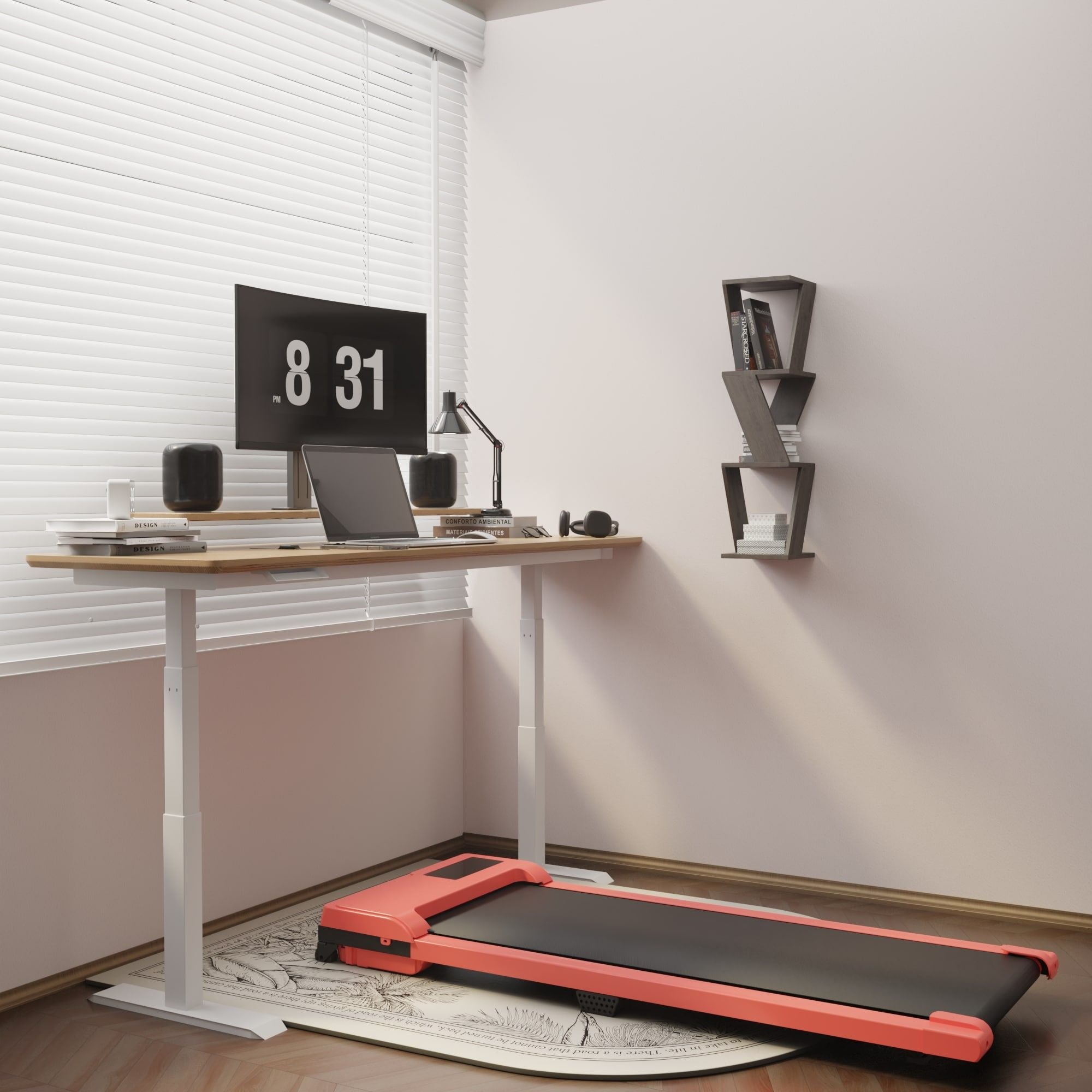 Walking Pad with Quiet 2.0 HP Brushless Motor, Countdown Modes, Spacious Running Area, 220 lbs Weight Capacity for Home or Office Workouts, 3 in 1 Portable Treadmill Walking, Red