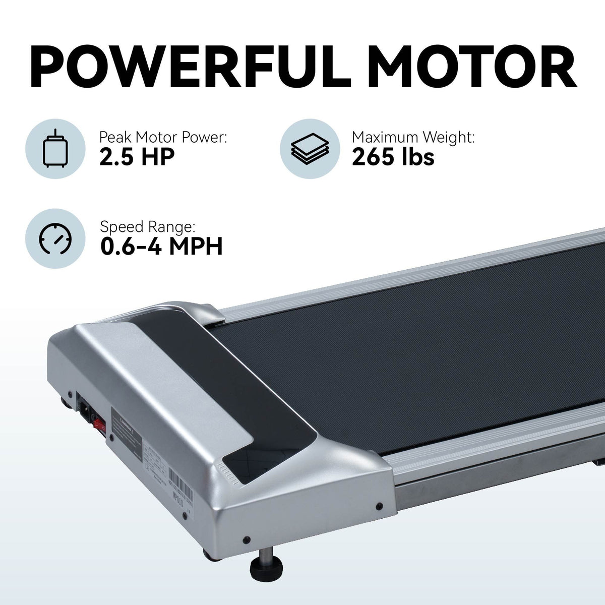2.5HP Under Desk Treadmill, Portable Walking Pad for Home & Office, Compact Running & Walking Machine with Remote Control, LED Display, Silver