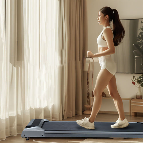 2.5HP Under Desk Treadmill, Portable Walking Pad for Home & Office, Compact Running & Walking Machine with Remote Control, LED Display, Silver