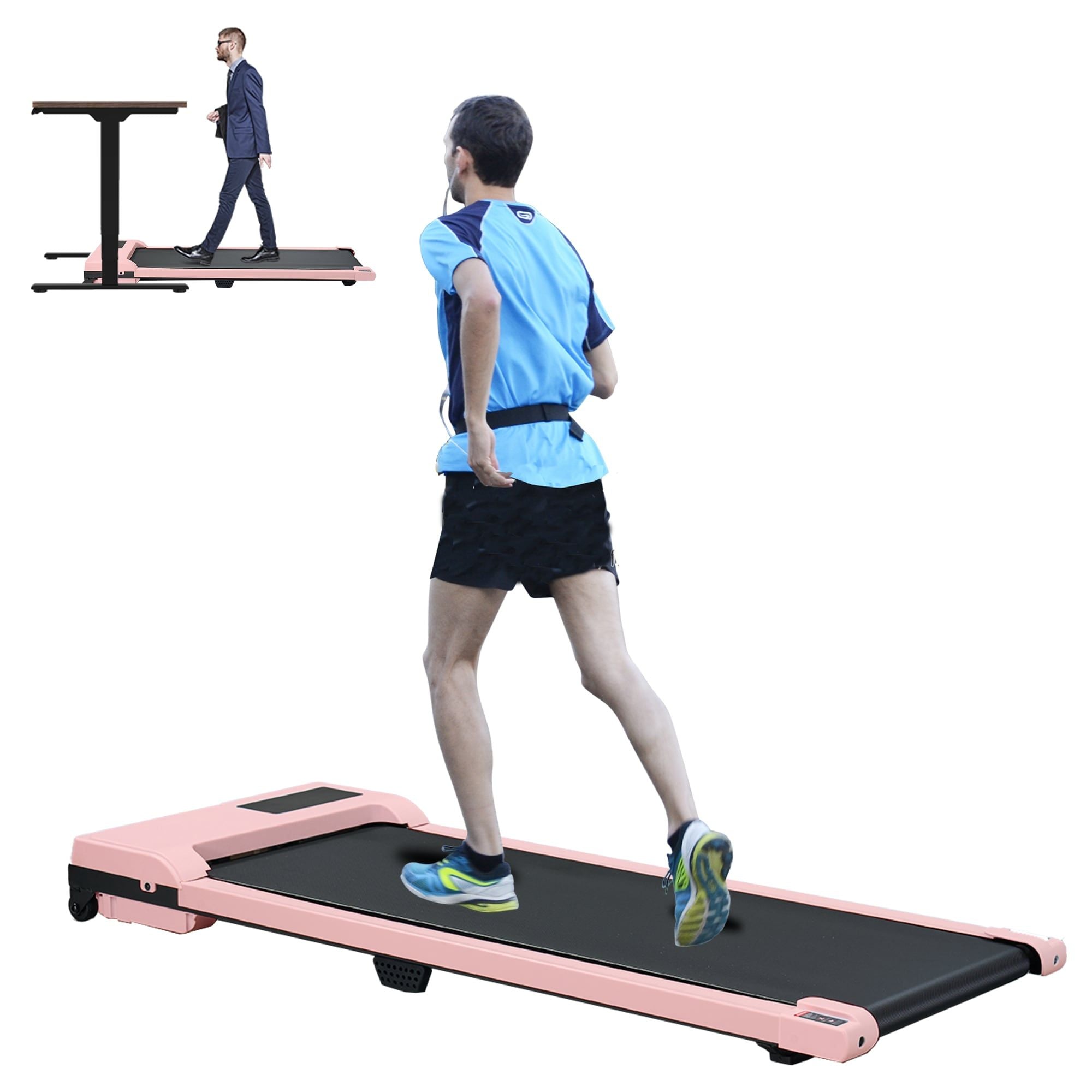 Walking Pad with Quiet 2.0 HP Brushless Motor, Countdown Modes, Spacious Running Area, 220 lbs Weight Capacity for Home or Office Workouts, 3 in 1 Portable Treadmill Walking, Pink